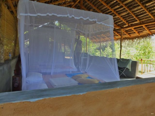 Paul checking out our open air chalet