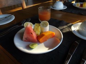 Typical of fruit plates at breakfast