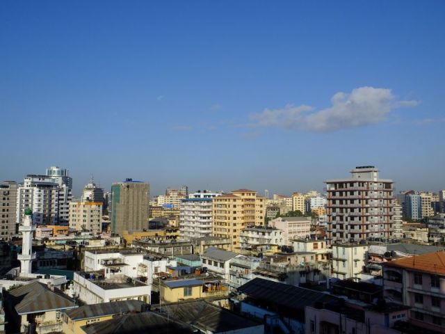 Dar es Salaam from the balcony of our room (when we finally got one)