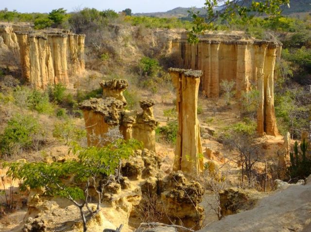 Sandstone pillars, you can see the electric tower even though I tried to hide it with the tree branch