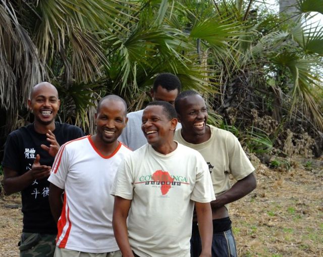 Reaction by the men to a part of Brian's letter