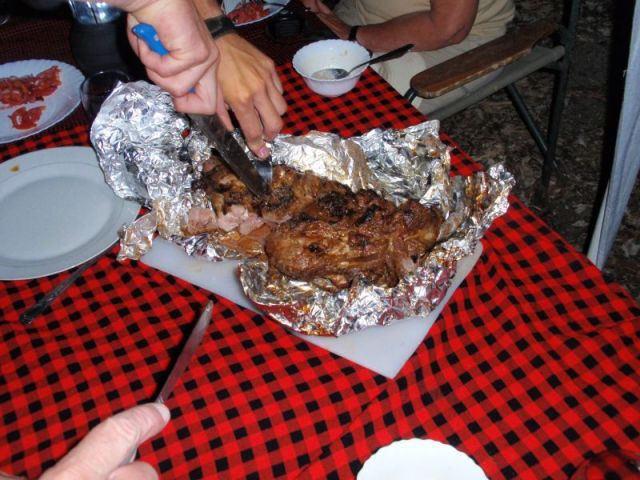The gift of roast goat from the camp staff. Paul's photo