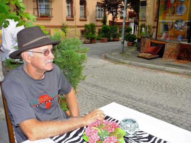 Paul waiting for lunch at the Lady Diana restaurant