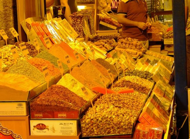 Spices for sale. Awful lighting!