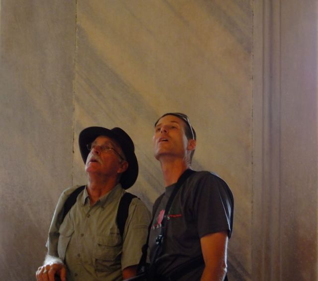 The guys in awe inside the Blue Mosque
