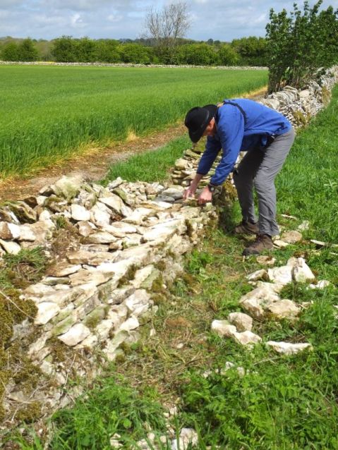 Paul putting a few stones on the fence