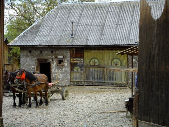 The homestead of the field workers we met. Take a close look at the beautiful barn door.