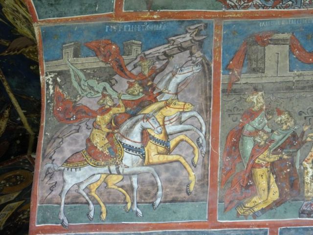 An up close look to show how the paintings on the south side have fared