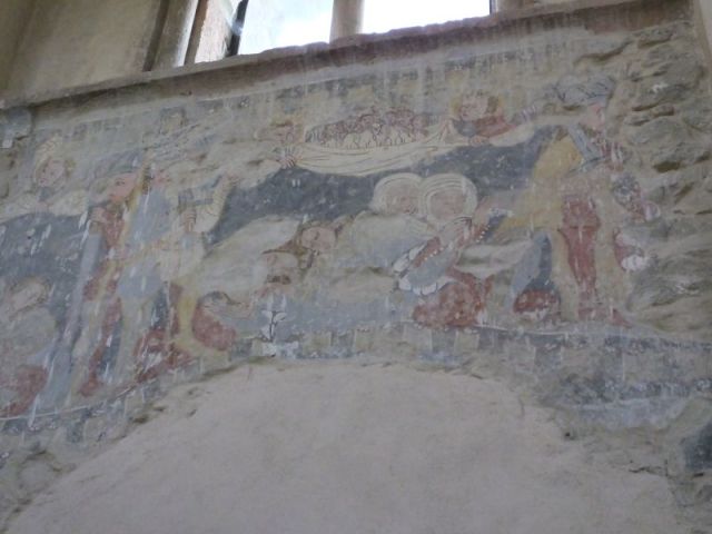 Remnants of old paintings of the wall of the church