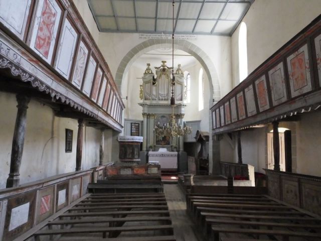 The interior of the Viscri church and the organ we were lucky enough to hear the organist play
