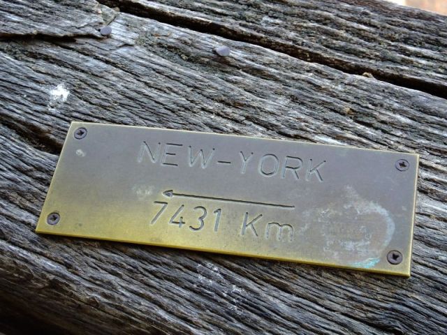 Plaques showed the kilometers to various cities. I couldn't find Alma so had to settle for New York