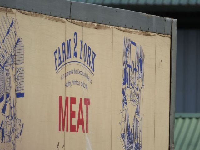 This sign was on the side of a truck at the café. We have this same Farm 2 fork ad in the states