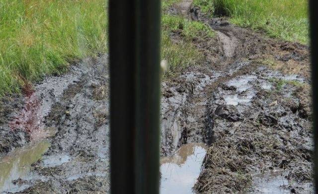 We ran into these rutted mud holes in the roads quite often