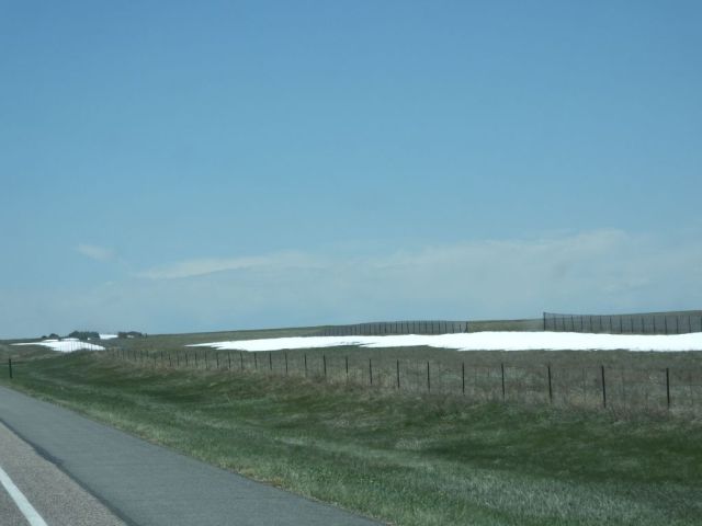 Mid 70's but still snow near Limon Colorado.