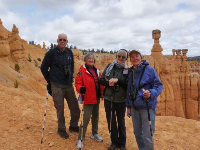 Paul, Lois, Doris and Joy. Rock formation known as Thors' hammer in the background