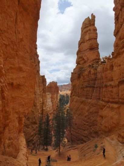 Looking down at the trail