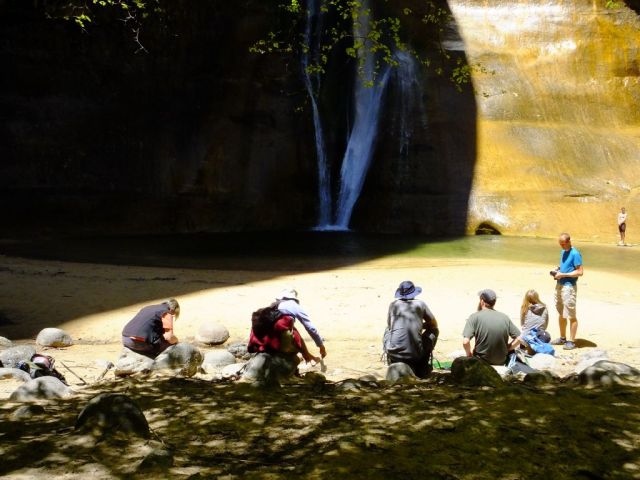 Lois and Doris join the rock sitting tourists admiring the falls