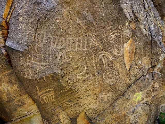 A close-up look. Some moron has added their initials unfortunately