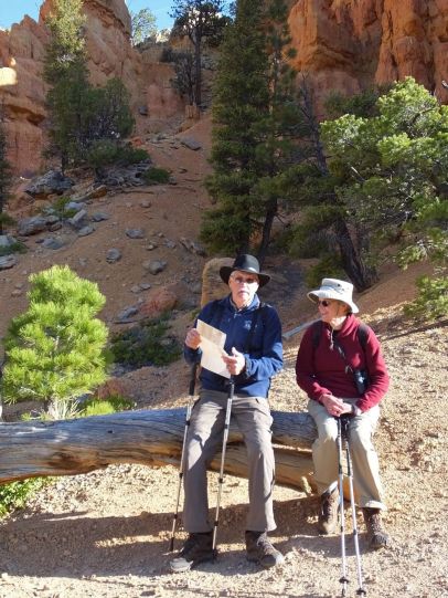 Paul and Doris looking at the trail map