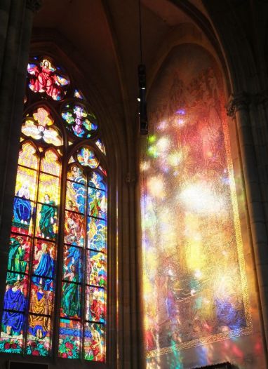 I loved the design created by the sun shining through the stained glass window
