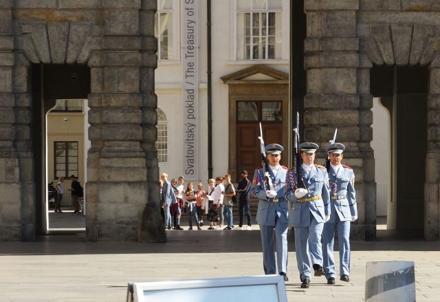 Fresh guards being escorted to the watch stations.