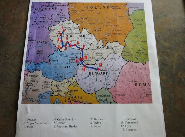 Jewels of Bohemia map and route for our 2 week journey.