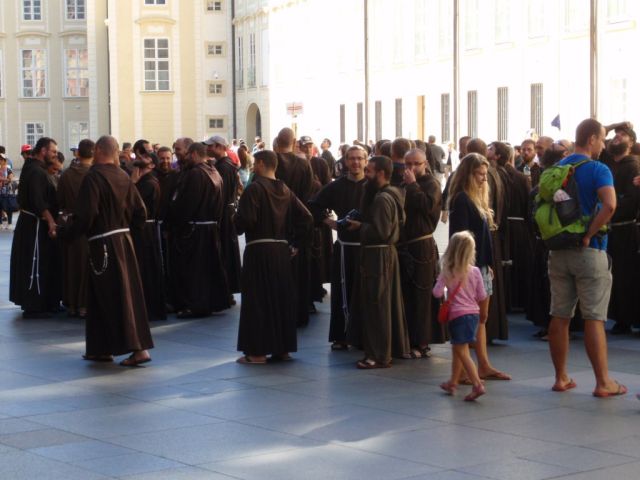 The monks in front of St. Vitus Cathedral. Paul's photo