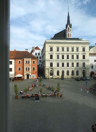 Looking out our hotel room window. 