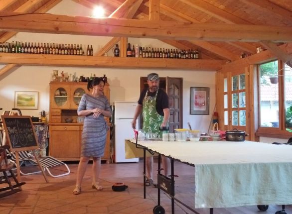 Our hosts preparing to demonstrate how to make dumplings