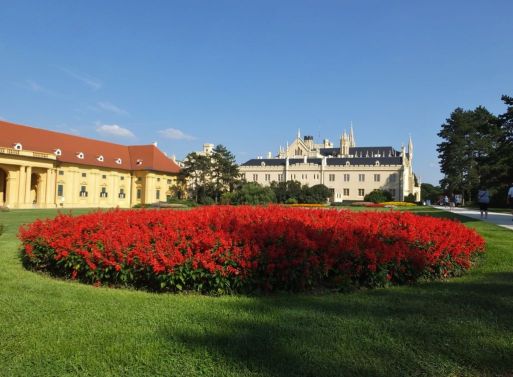 Lednice Castle. The yellow building was the stables
