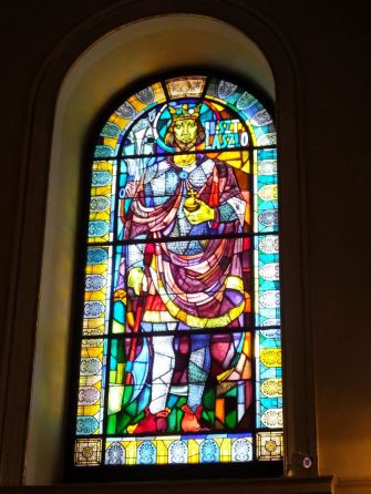 An example of the stained glass windows in the Basillica