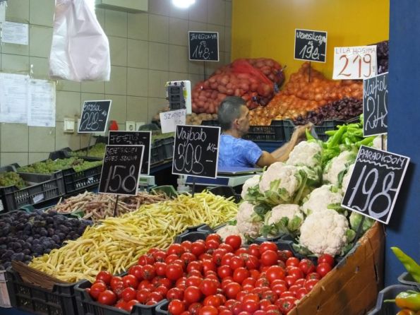 Piles of vegetables for sale